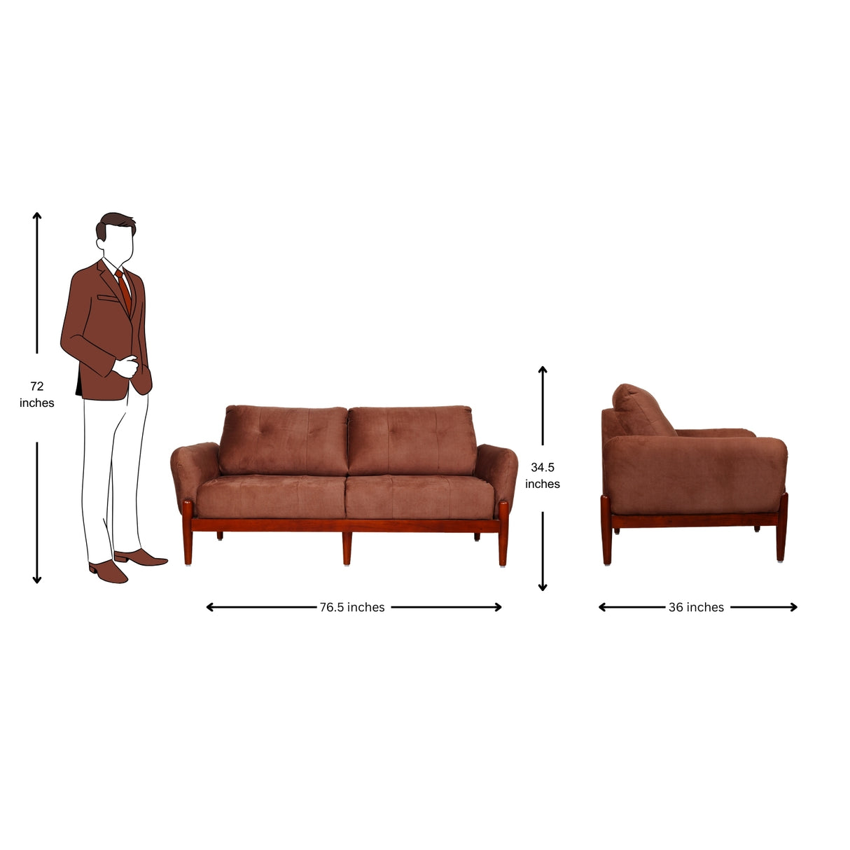 Enfield Fabric Sofa 3-Seater - Maroon