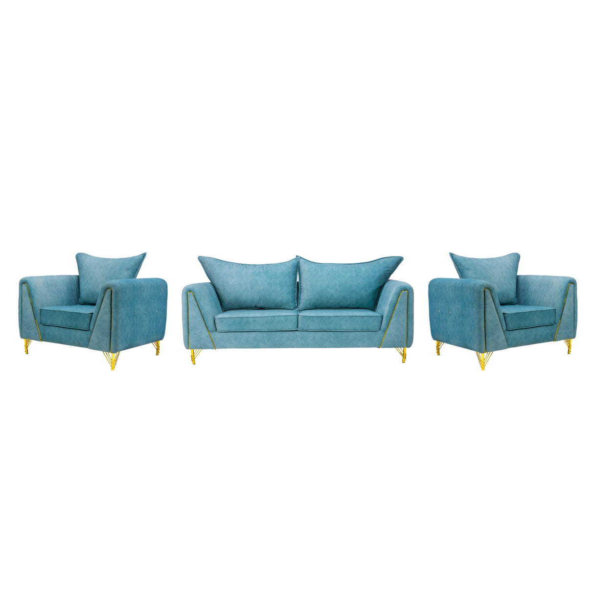 Estonia Contemporary Fabric Sofa Set (3+1+1 Seater) - Green