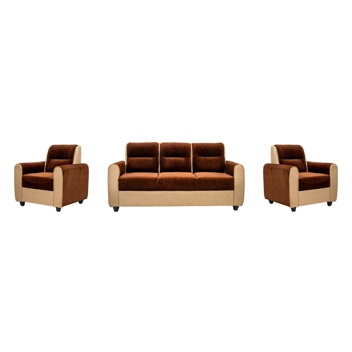 Finland Relax Comfort  Fabric Sofa  Set (3+1+1 Seater) - Brown and Sandal