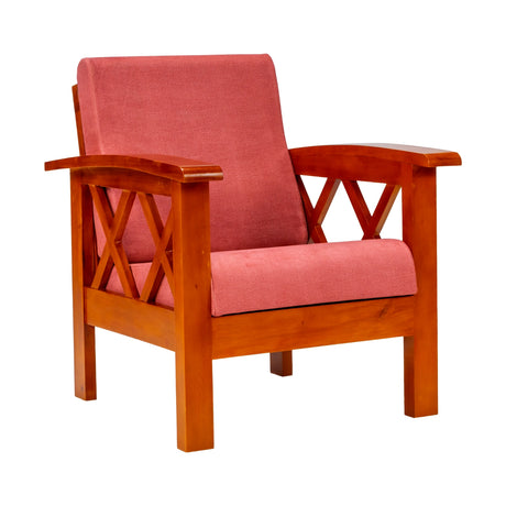 Georgia Prime Wooden Sofa 1-Seater - Teak Finish