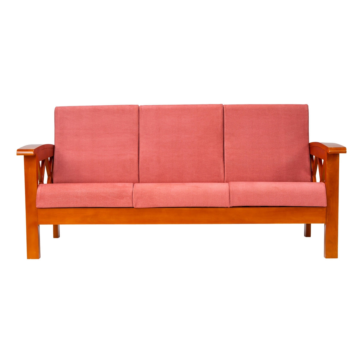 Georgia Prime Wooden Sofa Set (3+1+1 Seater) - Teak Finish