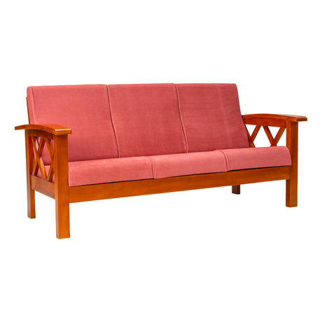 Georgia Prime Wooden Sofa 3-Seater - Teak Finish