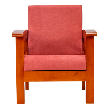 Georgia Prime Wooden Sofa Set (3+1+1 Seater) - Teak Finish