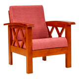 Georgia Prime Wooden Sofa Set (3+1+1 Seater) - Teak Finish
