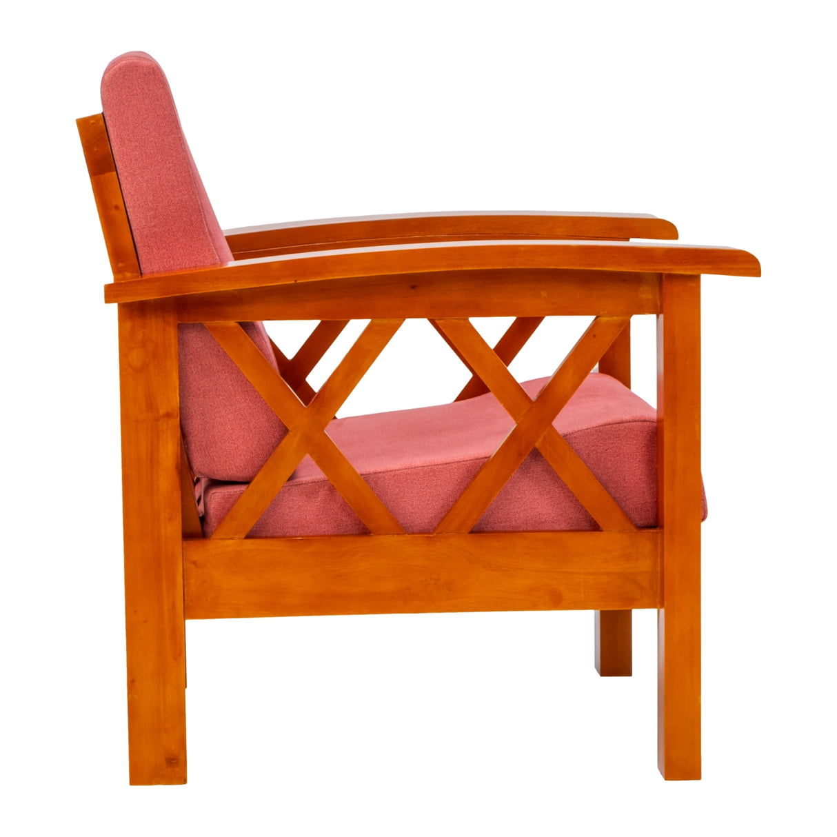 Georgia Prime Wooden Sofa 1-Seater - Teak Finish