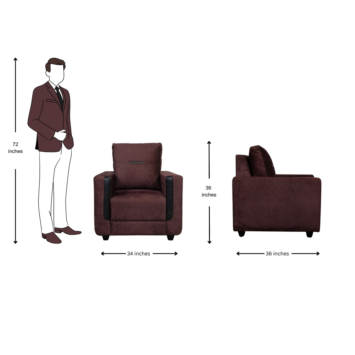 Hague Fabric Sofa Set (3+1+1-Seater) - Brown