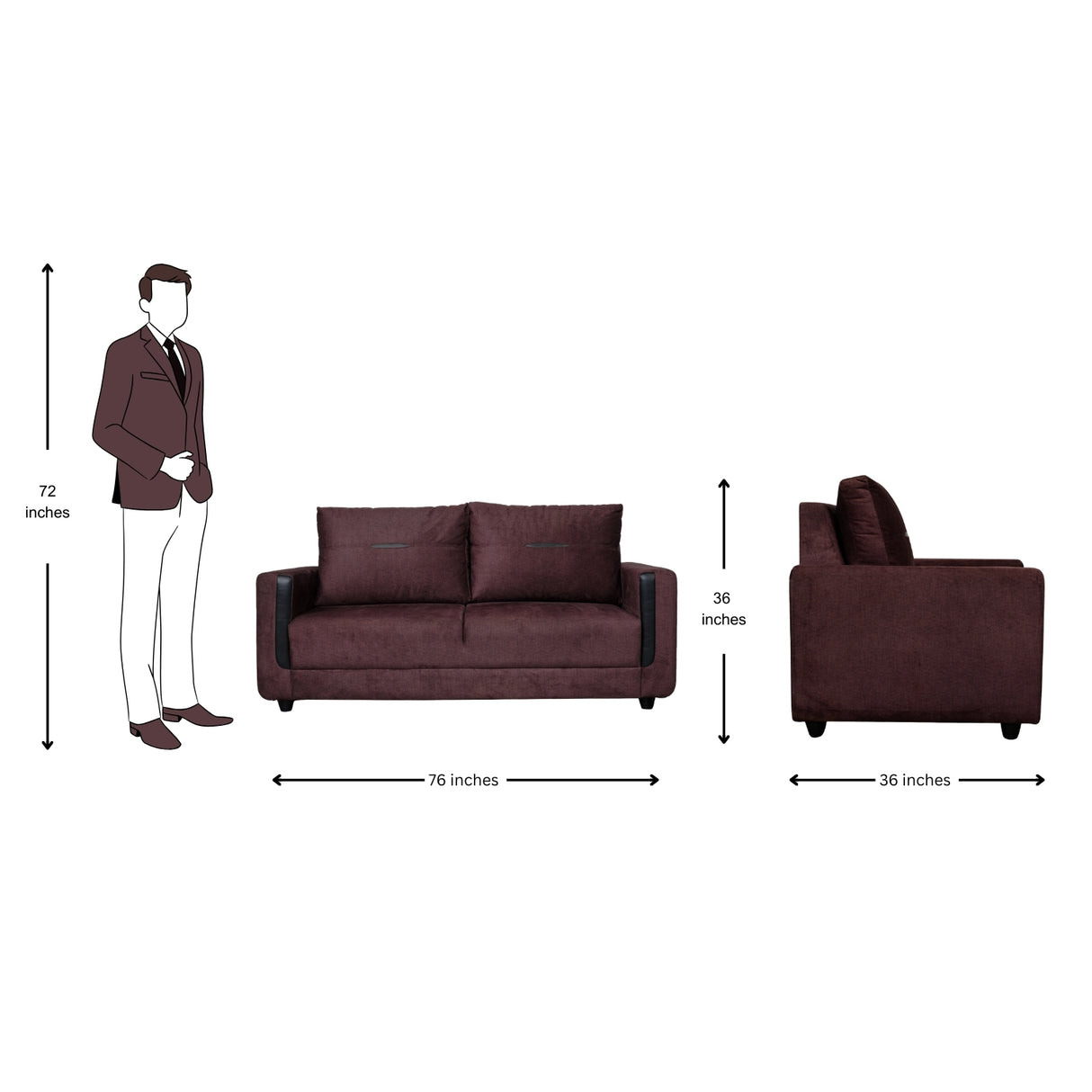 Hague Fabric Sofa Set (3+1+1-Seater) - Brown