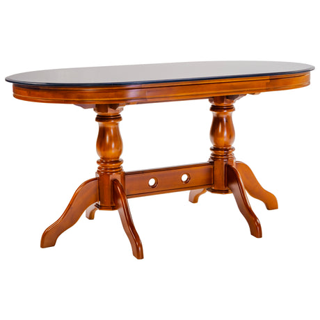 Hamilton Oval Glass Top Dining Table 4-Seater - Teak Finish