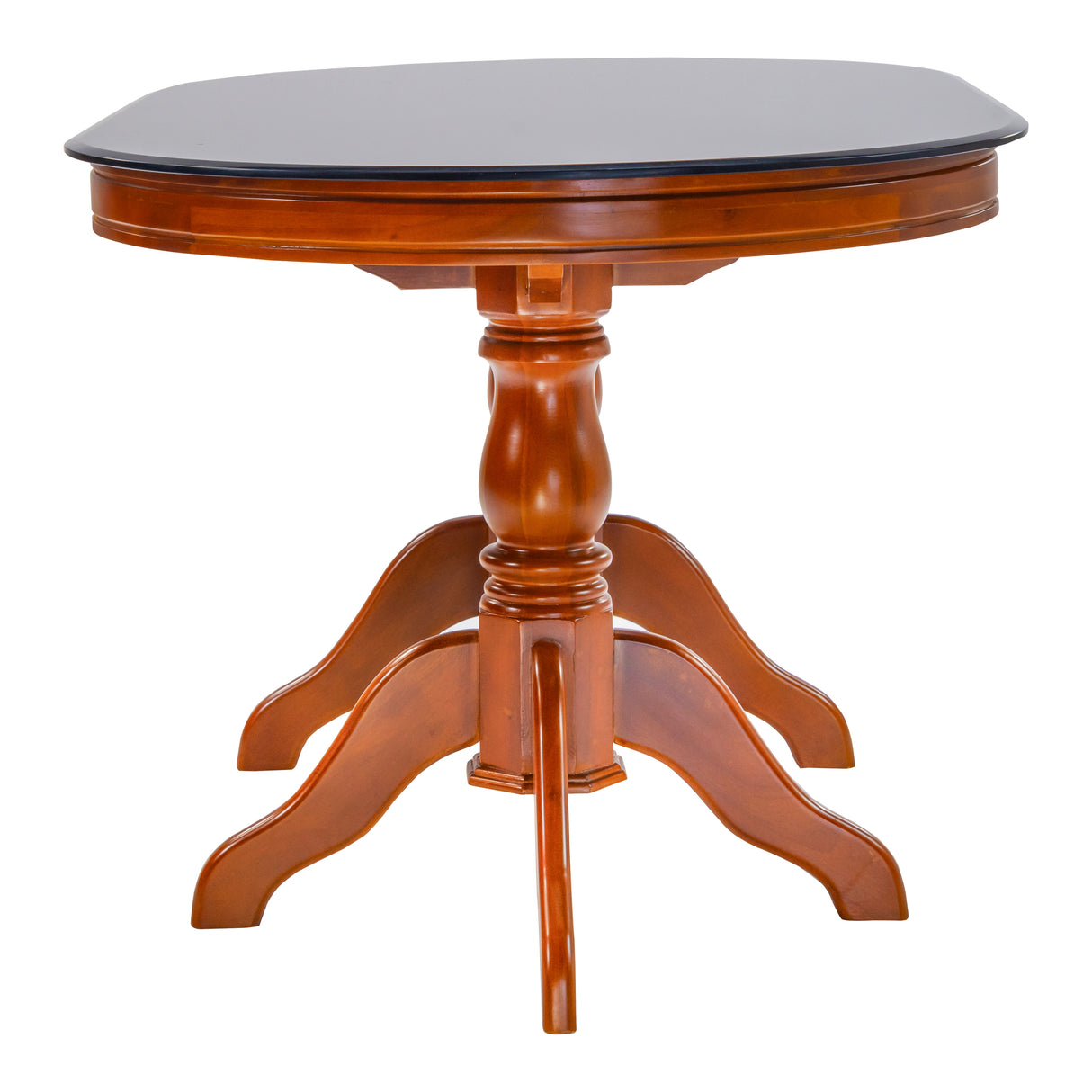 Hamilton Oval Glass Top Dining Table 4-Seater - Teak Finish
