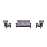Indiana Elite Wooden Sofa Set (3+1+1 Seater) - Light Walnut Finish