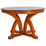 Inglewood Elegant Round Glass Top Dining Table 4-Seater - Teak Finish