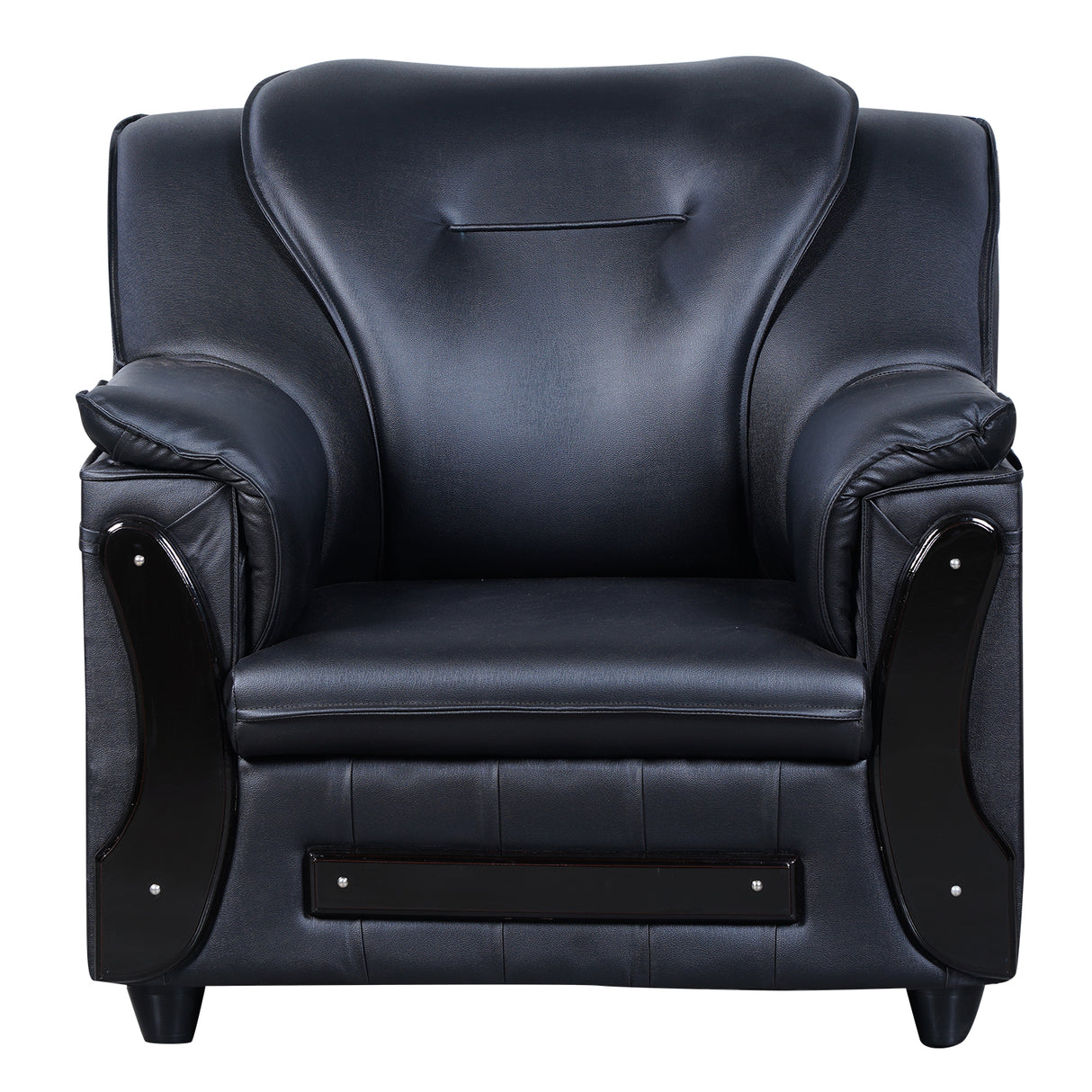 Kassel Rexine Sofa Set (3+1+1-Seater) - Black
