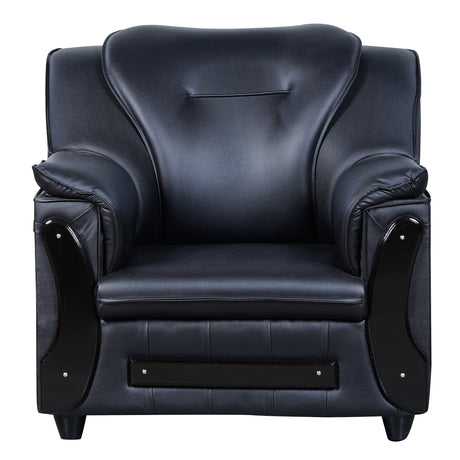 Kassel Rexine Sofa Set (3+1+1-Seater) - Black