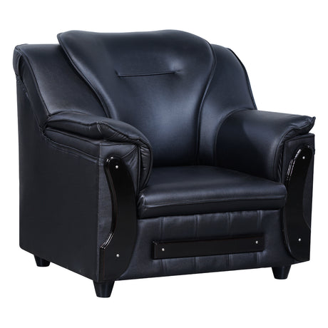 Kassel Rexine Sofa 1-Seater - Black