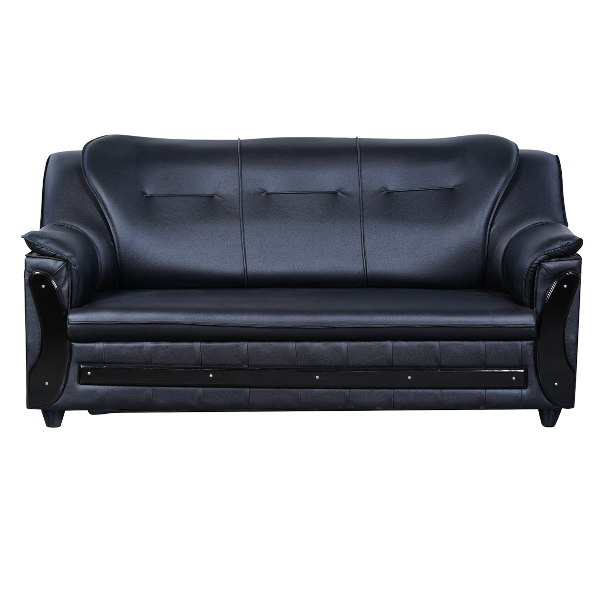 Kassel Rexine Sofa Set (3+1+1-Seater) - Black