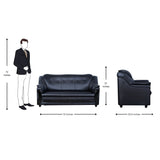 Kassel Rexine Sofa 3-Seater - Black