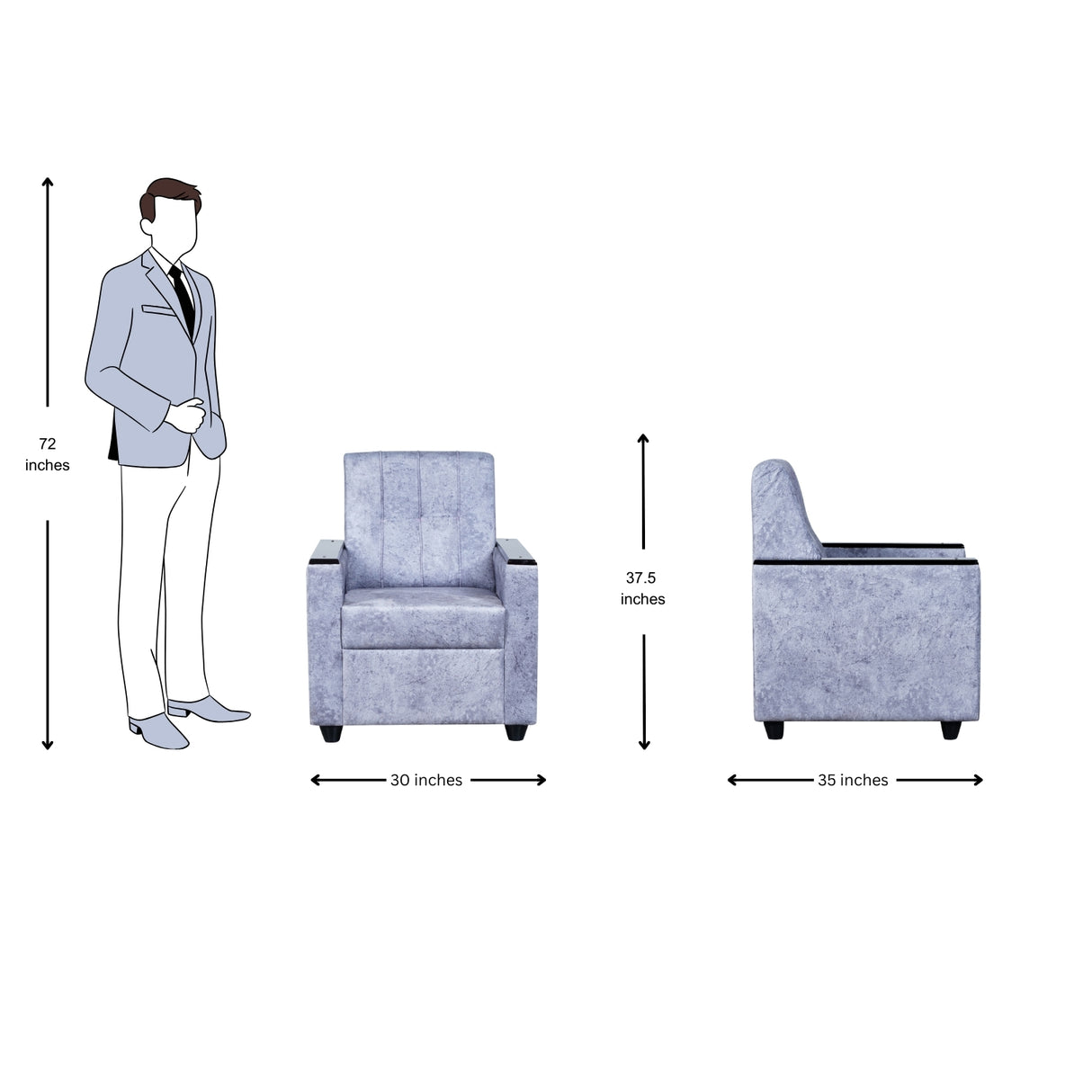 Likasi Fabric Sofa Set (3+1+1-Seater) - Light Grey