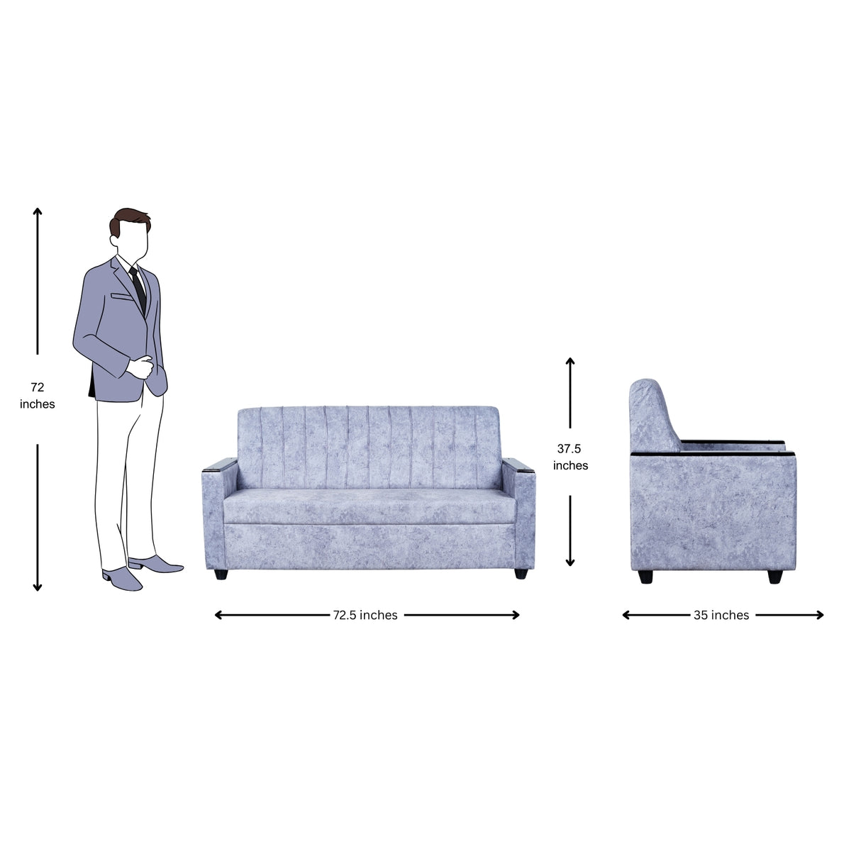 Likasi Fabric Sofa 3-Seater - Light Grey