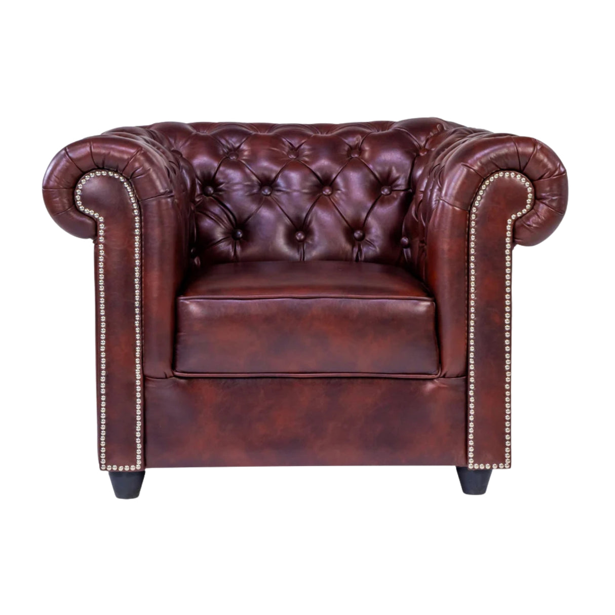 Lisbon Chester Rexine Sofa 1-Seater - Maroon