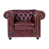 Lisbon Chester Rexine Sofa 1-Seater - Maroon
