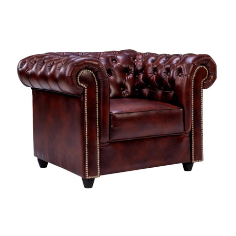 Lisbon Chester Rexine Sofa 1-Seater - Maroon