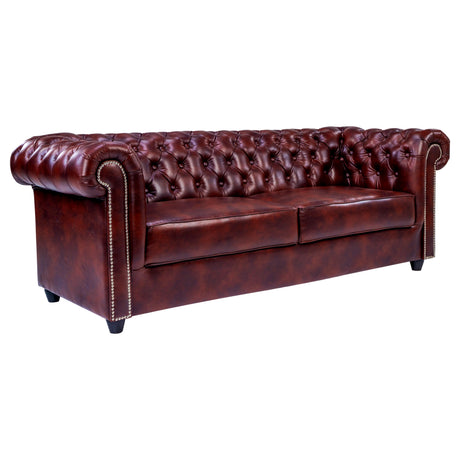 Lisbon Chester Rexine Sofa 3-Seater - Maroon