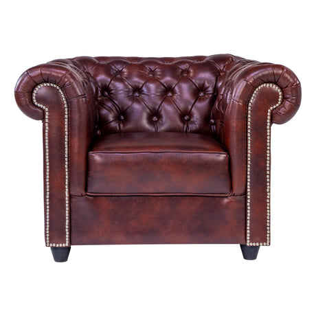 Lisbon Chester Rexine Sofa Set (3+1+1 Seater) - Maroon