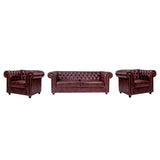 Lisbon Chester Rexine Sofa Set (3+1+1 Seater) - Maroon