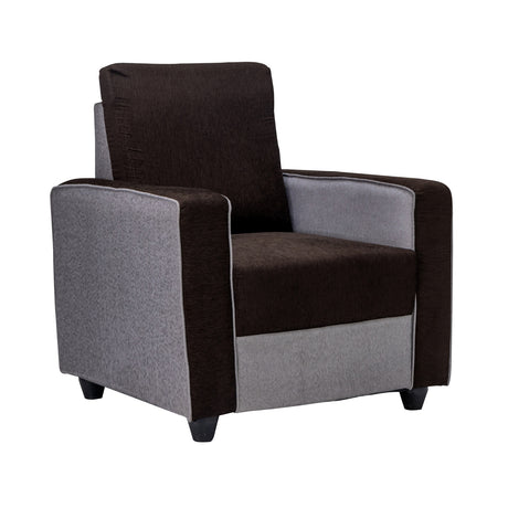 Luxor Elegant Fabric Sofa 1-Seater - Brown and Grey