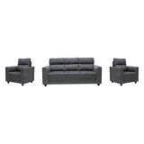 Lyon Classic Comfort Fabric Sofa Set (3+1+1 Seater) - Dark Grey