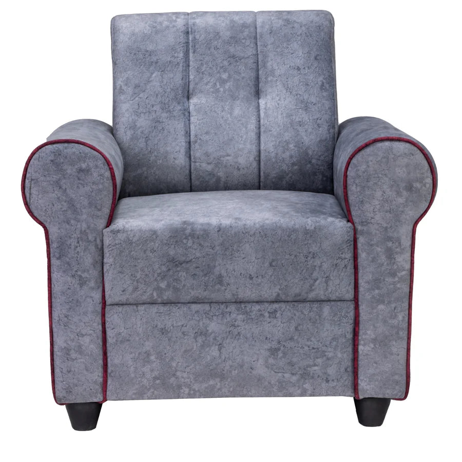 Madrid Deluxe Rolled Arm Fabric Sofa 1-Seater - Light Grey