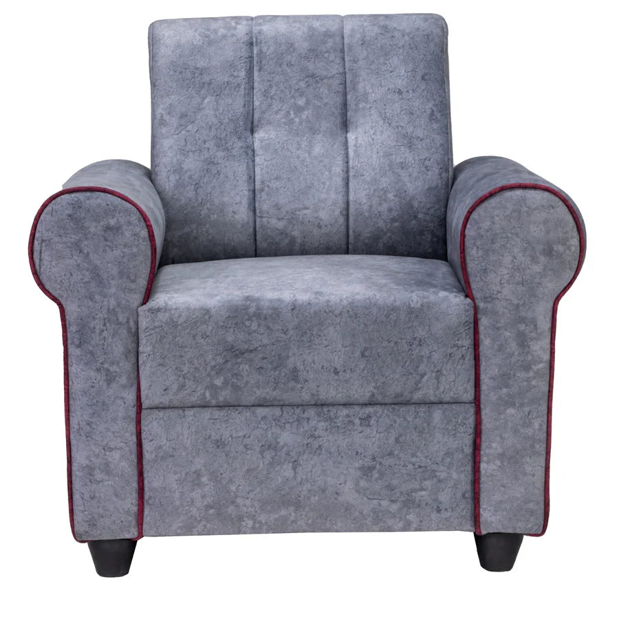Madrid Deluxe Rolled Arm Fabric Sofa Set (3+1+1 Seater) - Light Grey
