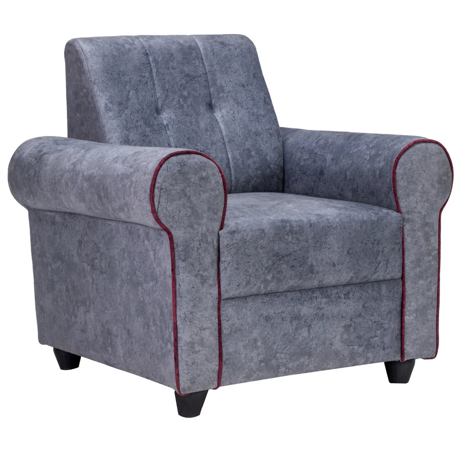 Madrid Deluxe Rolled Arm Fabric Sofa 1-Seater - Light Grey