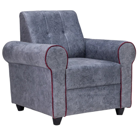 Madrid Deluxe Rolled Arm Fabric Sofa 1-Seater - Light Grey