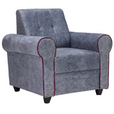 Madrid Deluxe Rolled Arm Fabric Sofa Set (3+1+1 Seater) - Light Grey