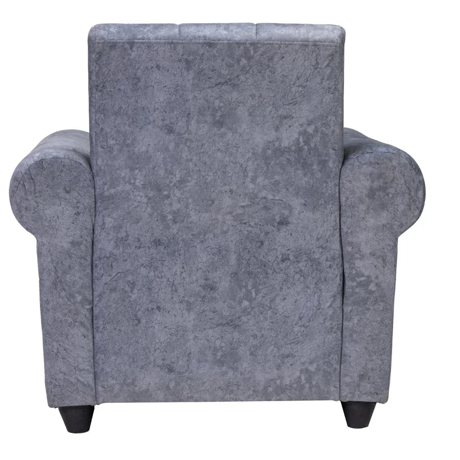 Madrid Deluxe Rolled Arm Fabric Sofa Set (3+1+1 Seater) - Light Grey