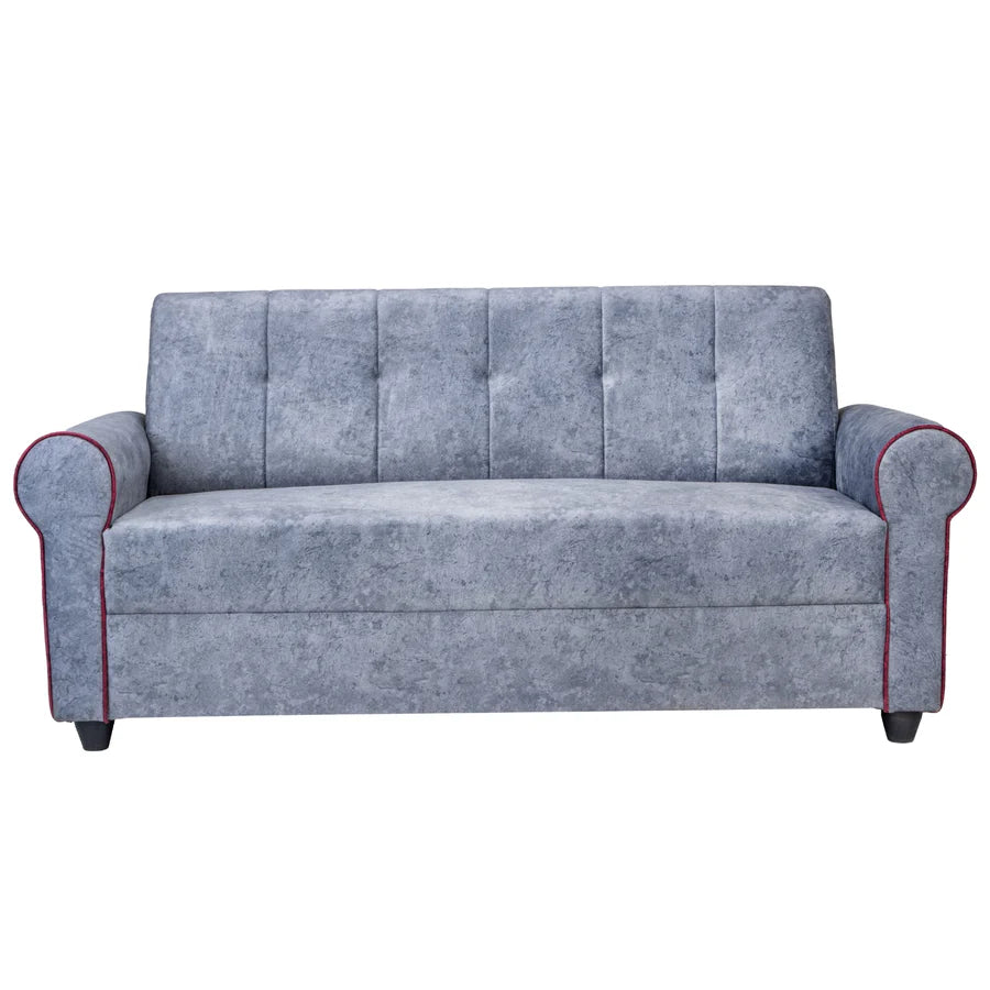 Madrid Deluxe Rolled Arm Fabric Sofa 3-Seater - Light Grey