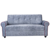 Madrid Deluxe Rolled Arm Fabric Sofa Set (3+1+1 Seater) - Light Grey