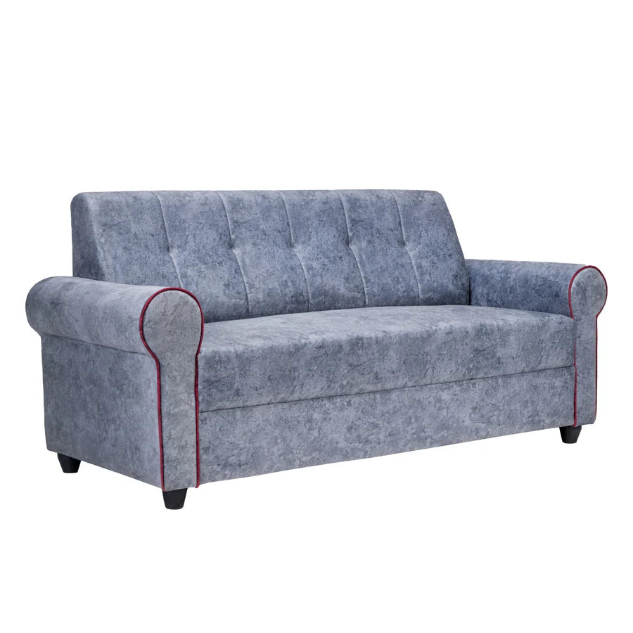 Madrid Deluxe Rolled Arm Fabric Sofa Set (3+1+1 Seater) - Light Grey