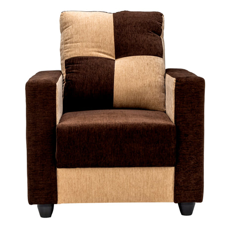 Metz Comfort Fabric Sofa Set (3+1+1 Seater) - Brown and Sandal