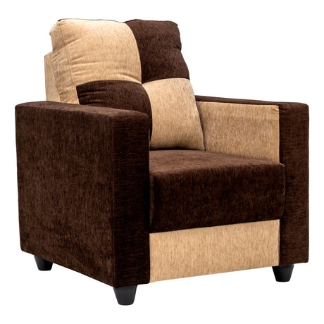 Metz Comfort Fabric Sofa 1-Seater - Brown and Sandal
