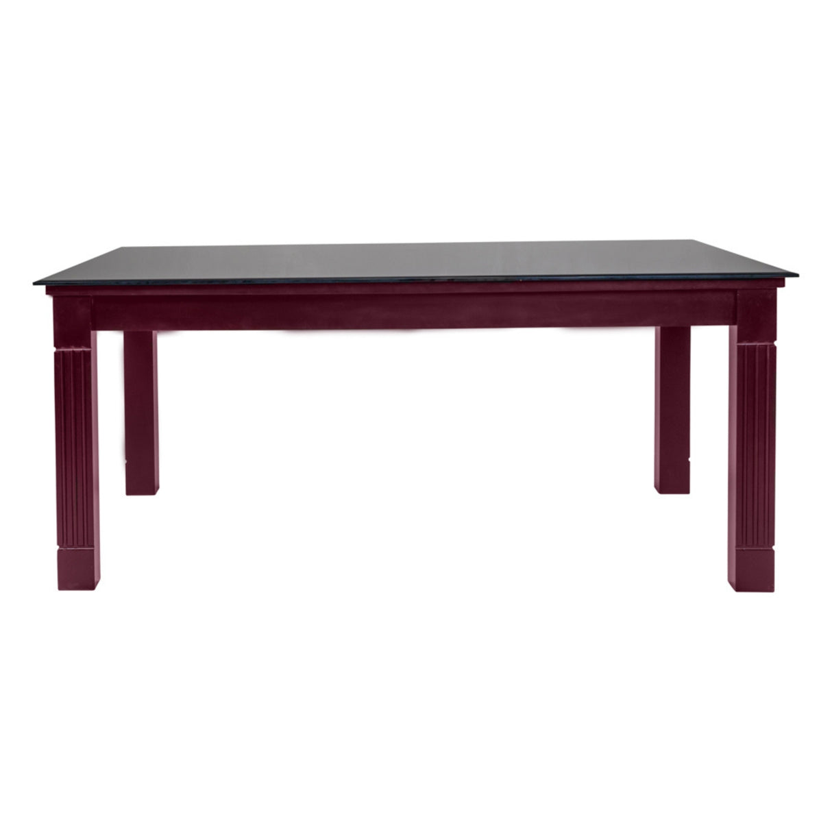 Minto Rectangle Glass Top Dining Table  6-Seater - Light Walnut Finish