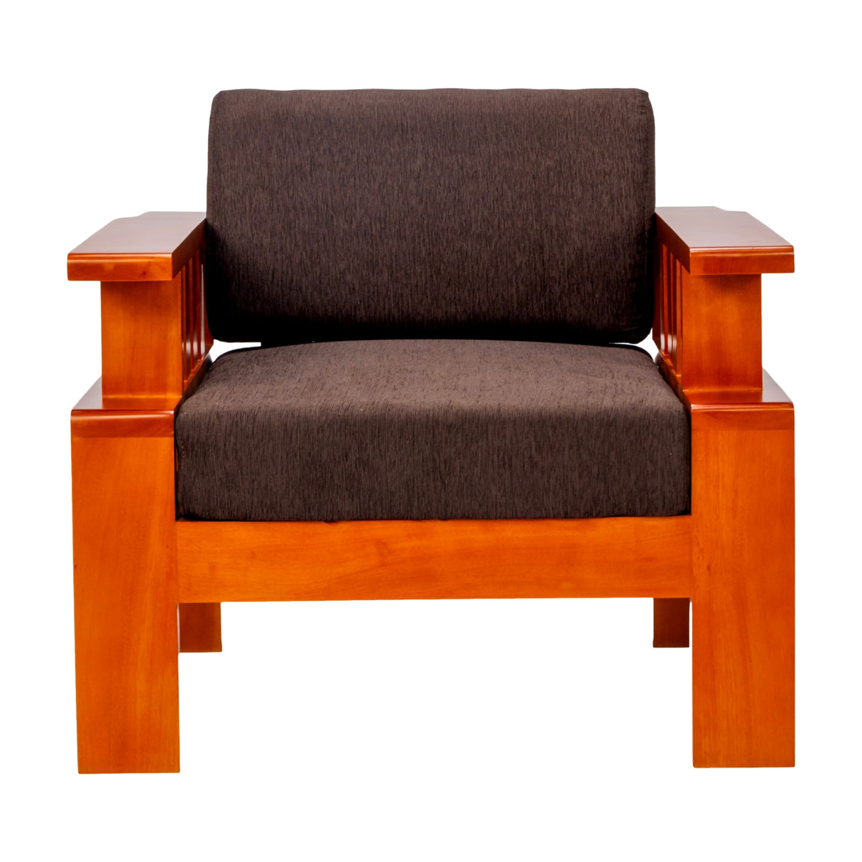 Missouri Grand Wooden  Sofa 1-Seater - Teak Finish