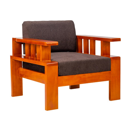 Missouri Grand Wooden  Sofa 1-Seater - Teak Finish