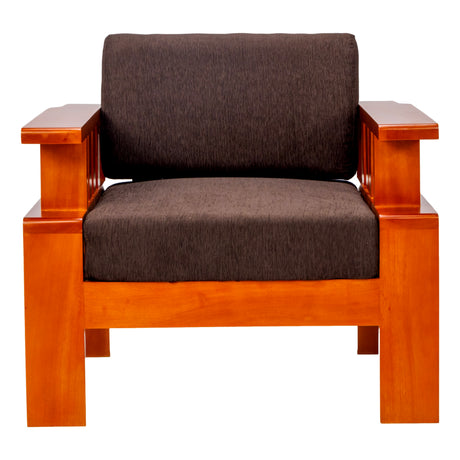 Missouri Grand Wooden Sofa Set (3+1+1 Seater) - Teak Finish