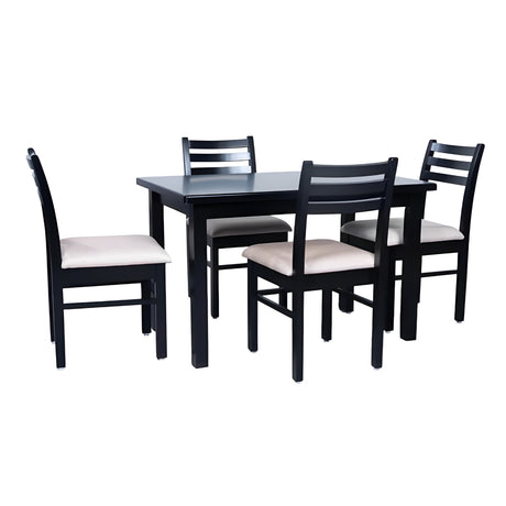 Moscow Wooden Top 4-Seater Dining Set - Dark Walnut Finish
