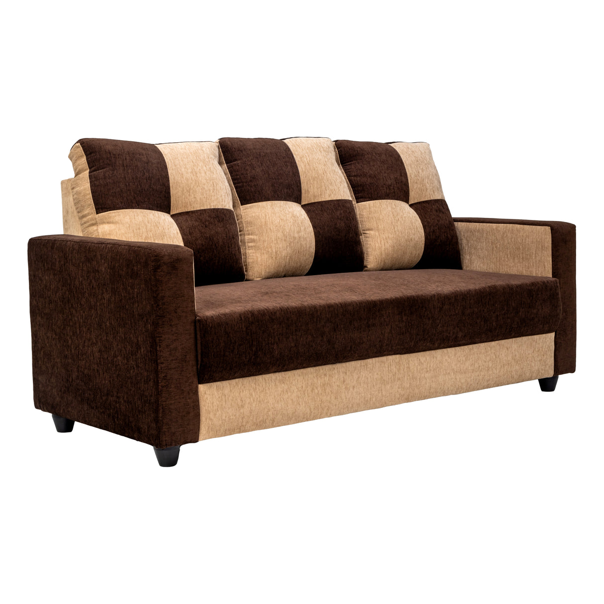 Metz Comfort Fabric Sofa Set (3+1+1 Seater) - Brown and Sandal