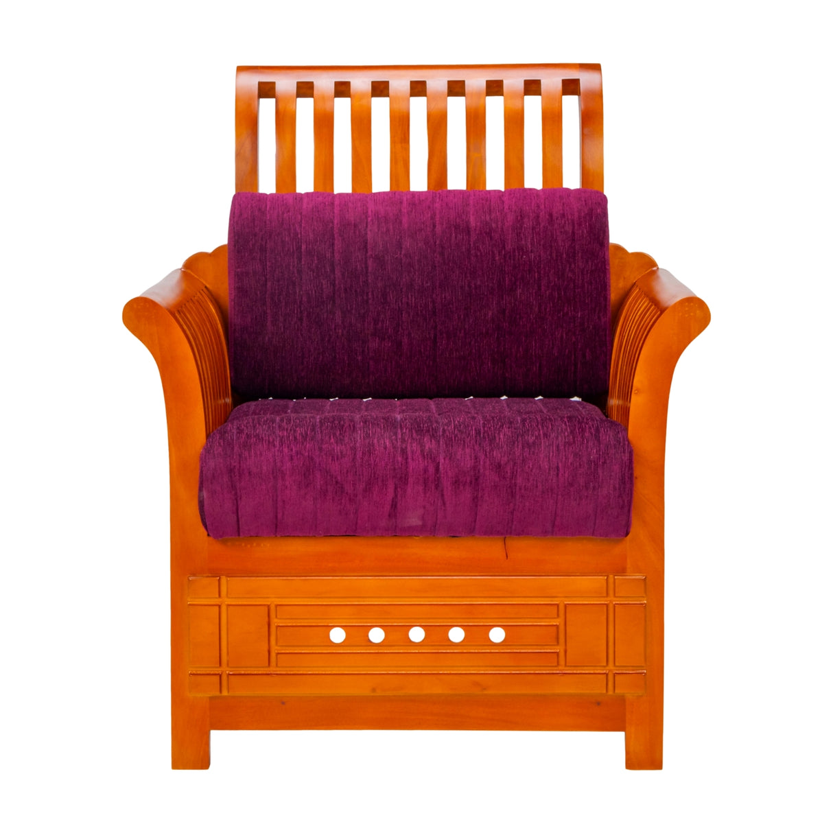 Orlando Regal Wooden Sofa 1-Seater - Teak Finish