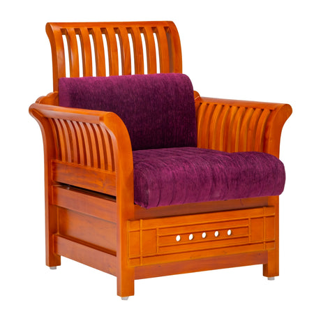 Orlando Regal Wooden Sofa 1-Seater - Teak Finish