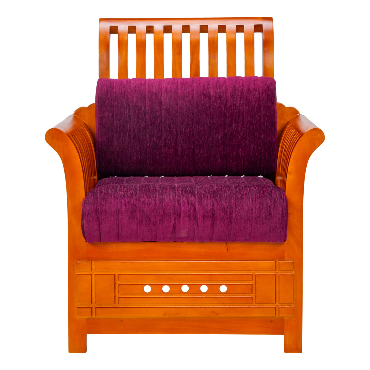 Orlando Regal Wooden Sofa Set (3+1+1 Seater) - Teak Finish